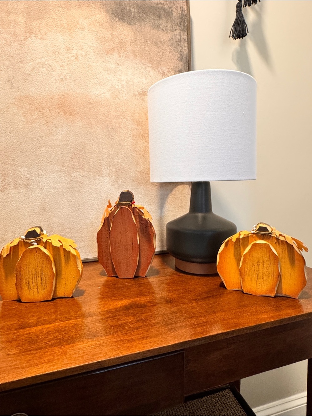 Decorative Wooden Pumpkin Set in Orange by